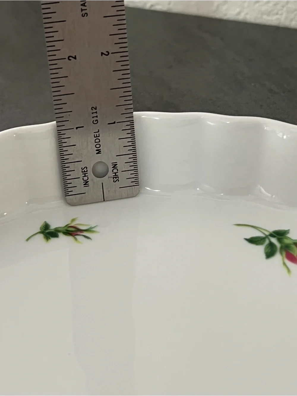 Christineholm Quiche Tart Pie Dish White Pink Rose Floral Cottagecore 9.5